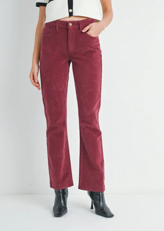 Burgundy - Slim Bootcut Corduroy