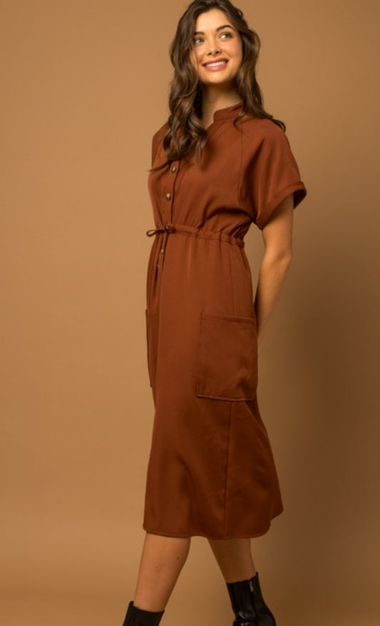 Shirt sleeve midi dress
