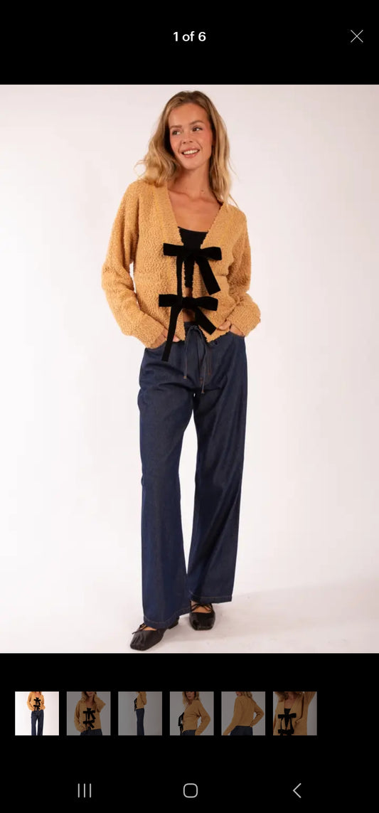 Cozy Cardigan With Bow Detail