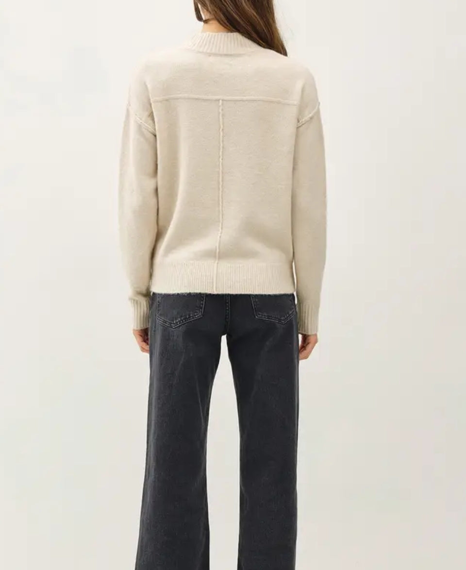 High Neck Oversized Sweater with Back Yoke