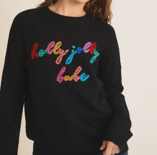Black sweater Holly Jolly Babe