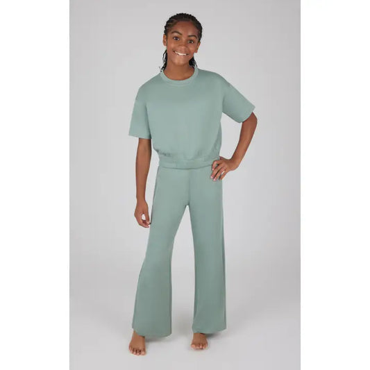 Girls Crew Neck Scuba Top and Pant - 2 Pc SetGirls Crew Neck Scuba Top and Pant