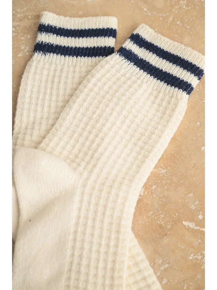 Waffle Pattern Striped Socks