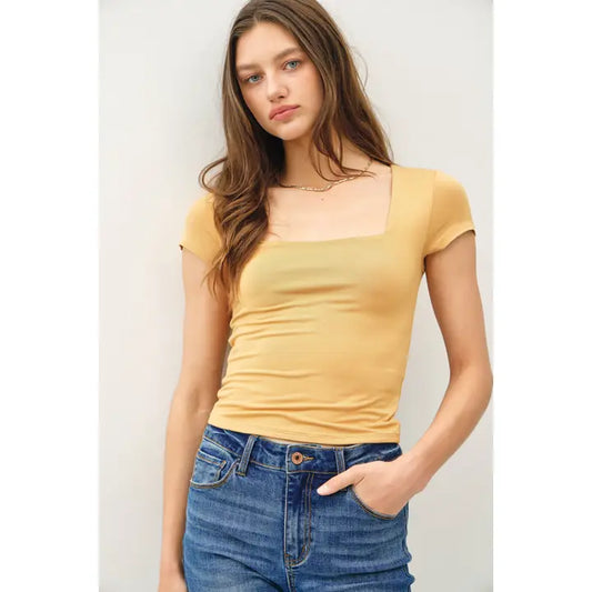 Square Neck Knit Tee