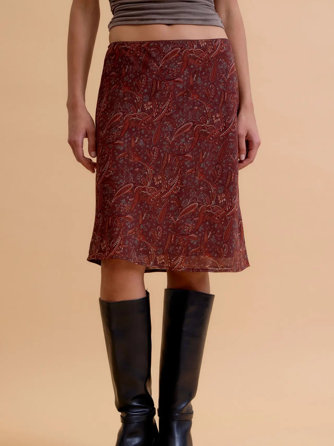 Paisley Print Knee Length Skirt