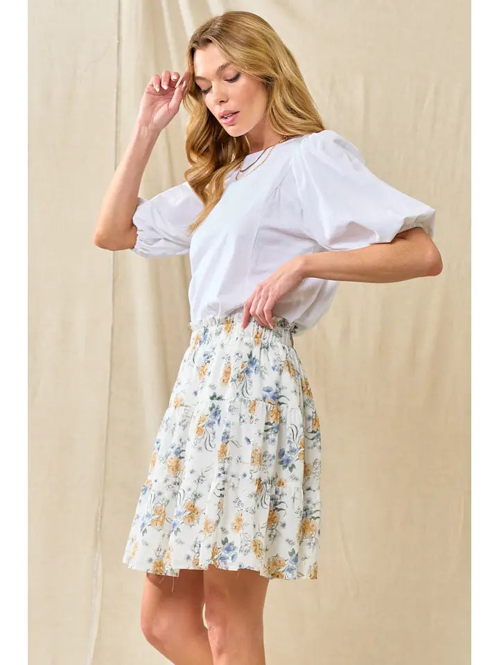 Chiffon Floral Tiered Skirt