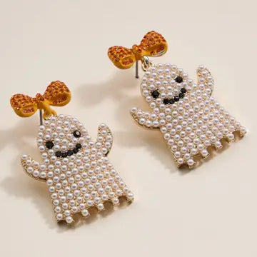 Halloween White Ghost Dangling Earrings