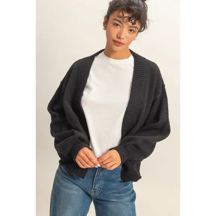 Oversized Textued Knit Cardigan Sweater