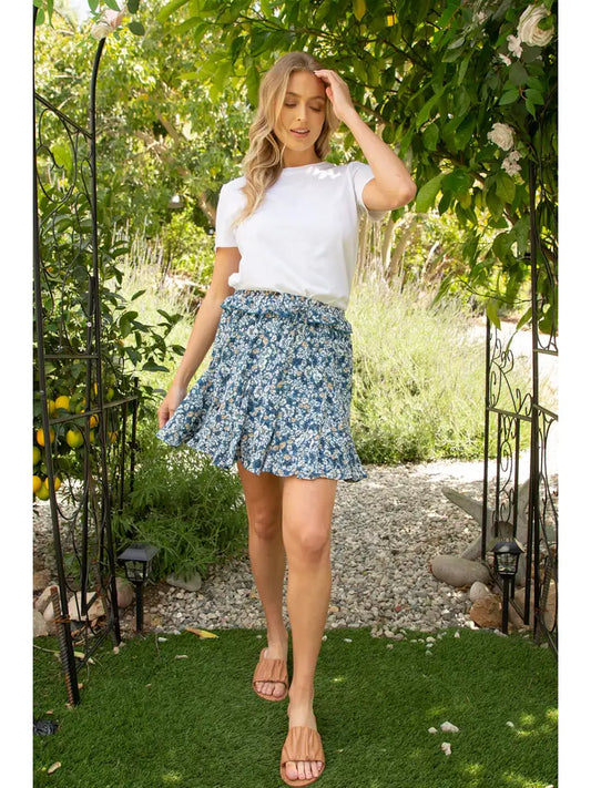 Lana Floral Ruffle Mini Skirt