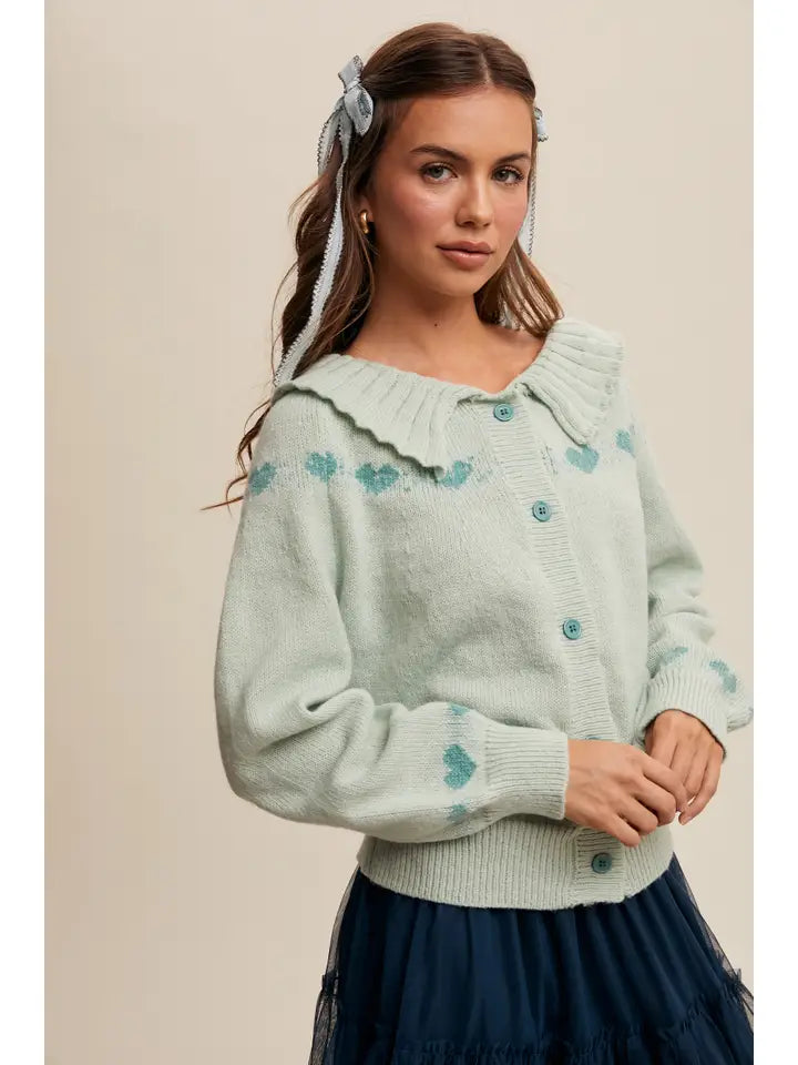 Mint To Be Heart Cardigan