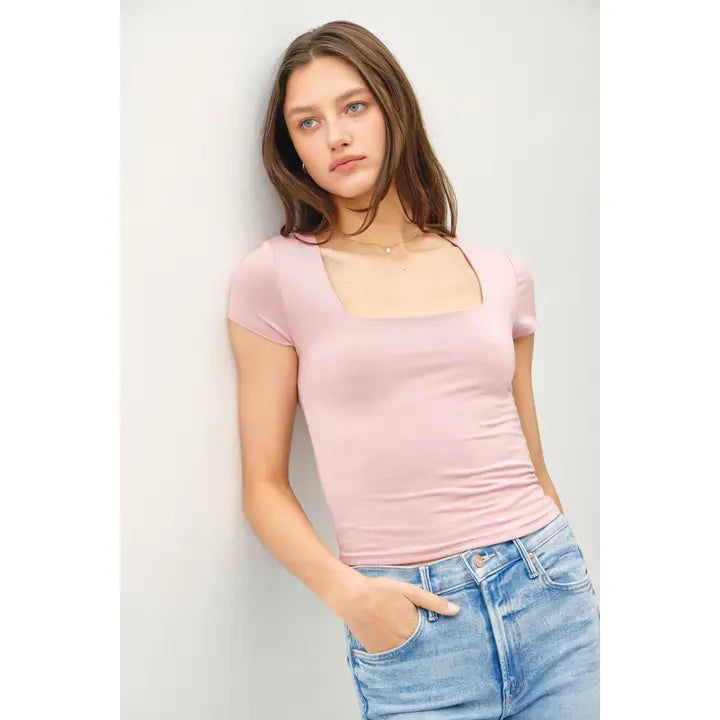 Square Neck Knit Tee