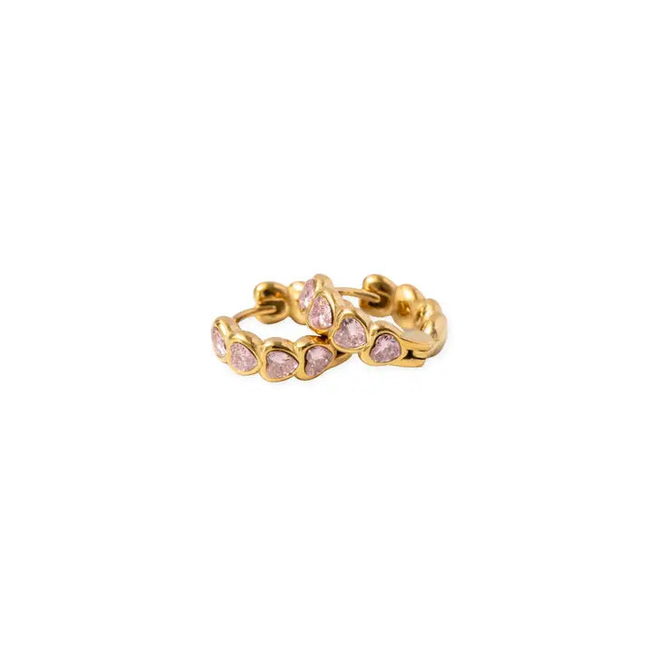 Heart Gem Hoop Earrings - Hypoallergenic