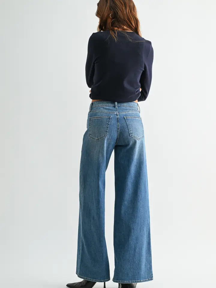 Relaxed Button Down Wide Leg - Medium Denim - DP876