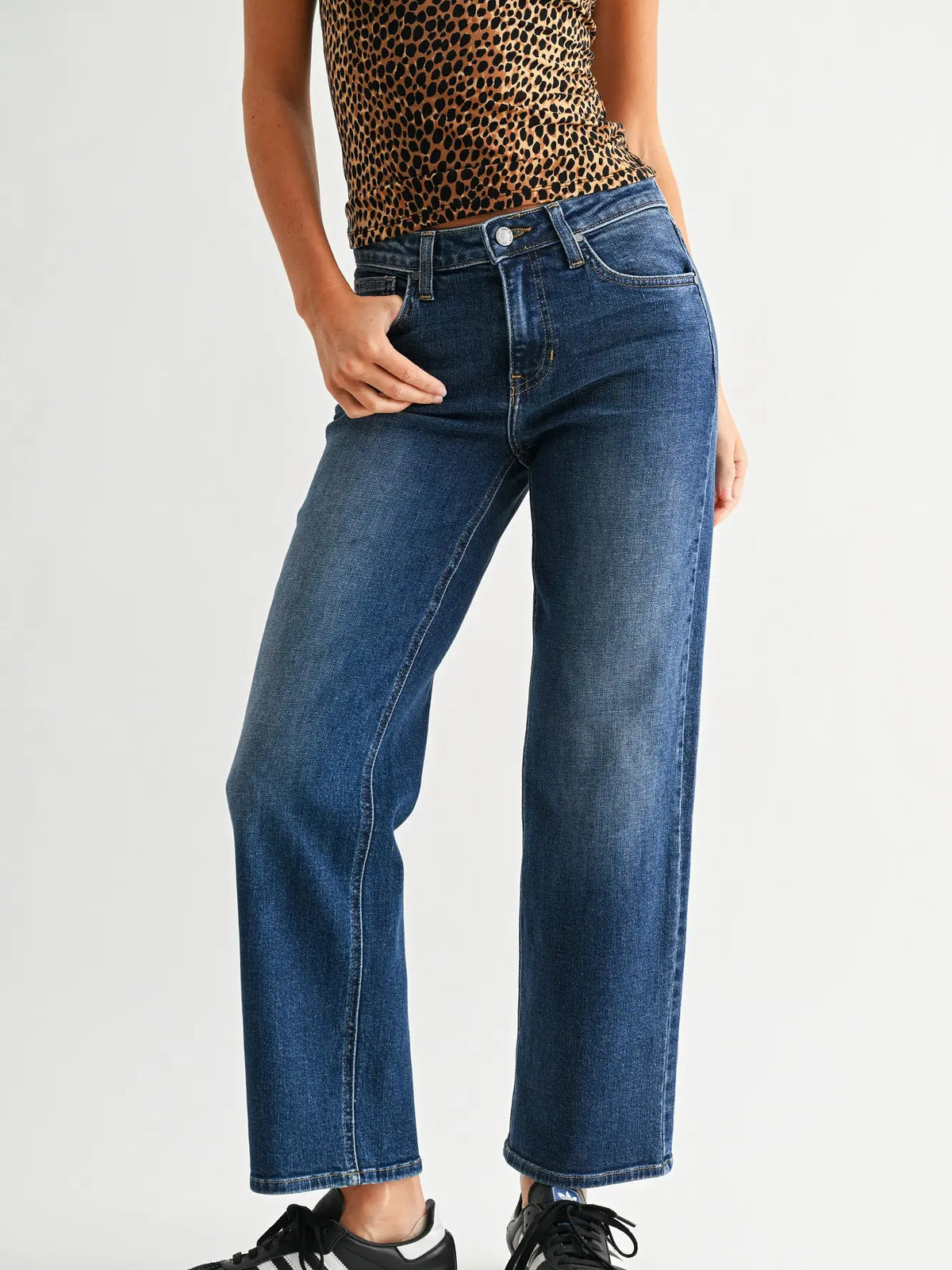Mid Rise Slim Wide Leg - Dark Denim