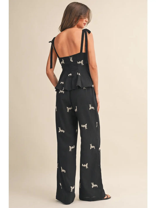 Sleeveless Peplum Top and Semi Wide Pants