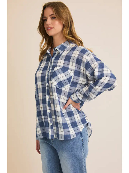 Oversize Double Gauze Plaid Shirt