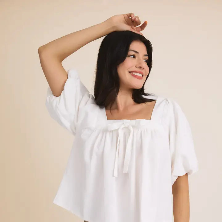Square Neck Puff Half Sleeve Blouse
