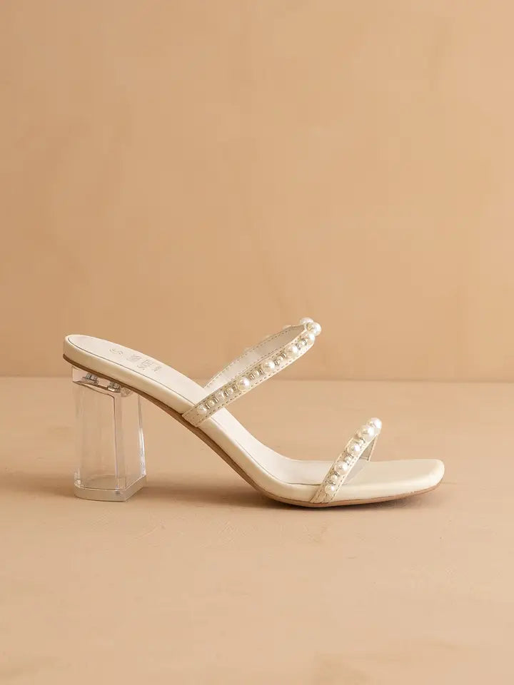 The Mae Beige | Strappy Pearl Heel