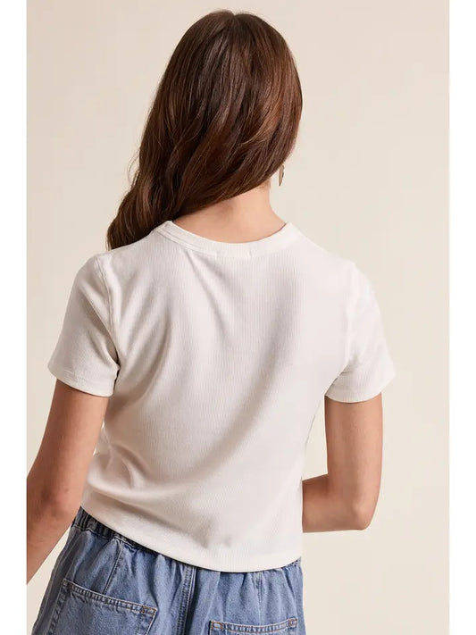Ribbed Relaxed Crop Knit Tee