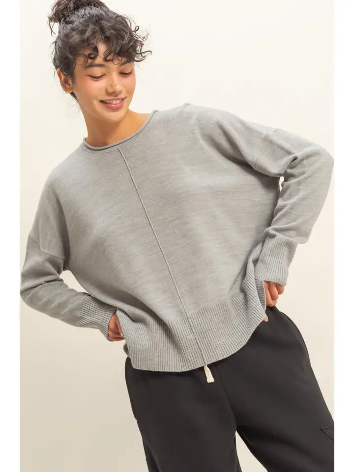 Round Roll Neck Drop Shoulder Sweater