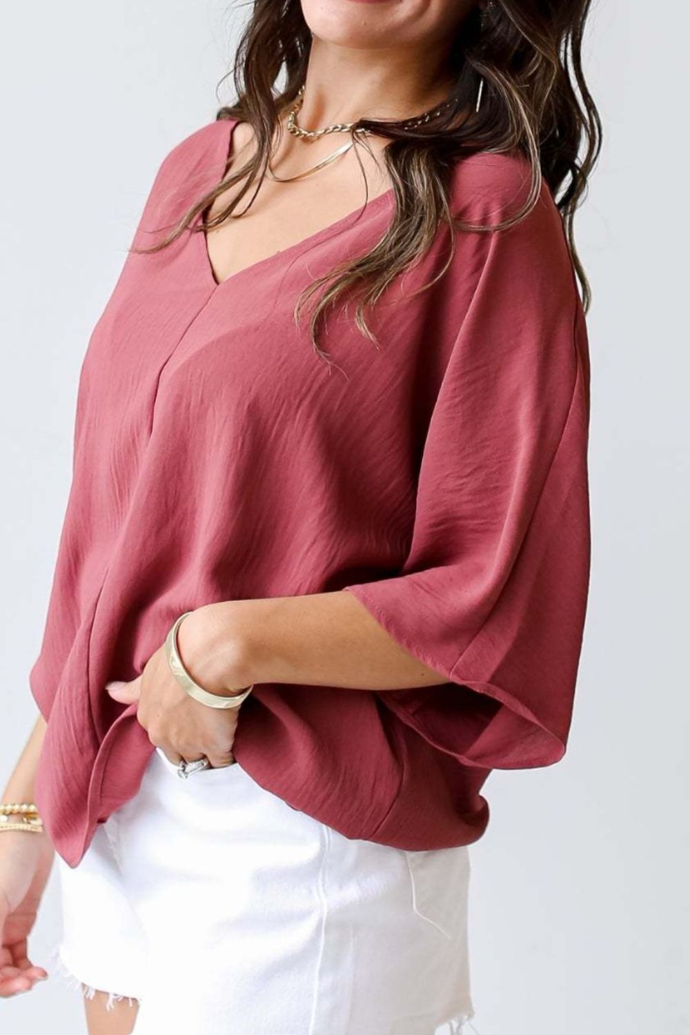 Pre-Order V-Neck Half Sleeve Blouse