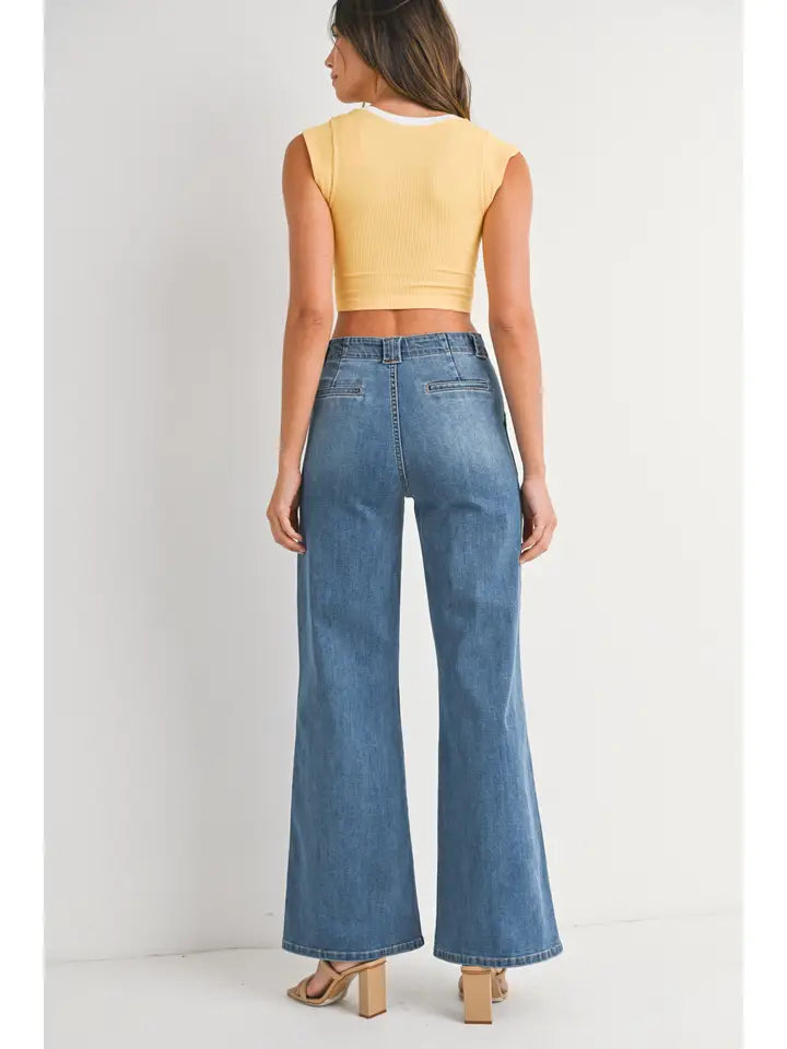 Md - Patch Pocket Wide Leg Flare