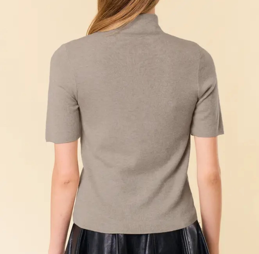 Mock Neck Half Sleeve Basic Sweater Top