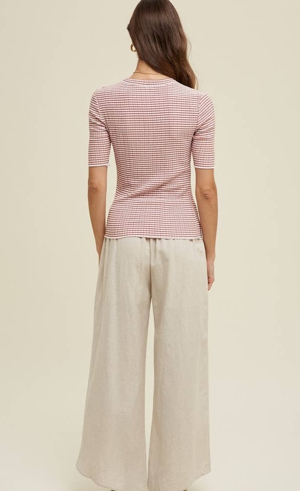 Textured Checkered Knit Top