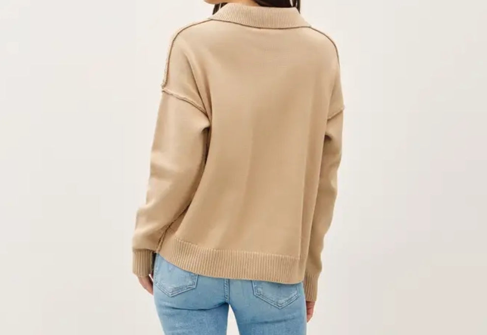 Collared Button Down Sweater Jacket