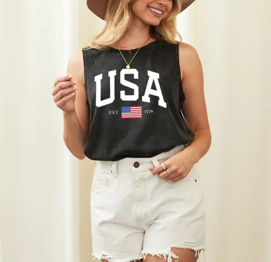 USA Est.1776 Mineral Graphic Tank Top