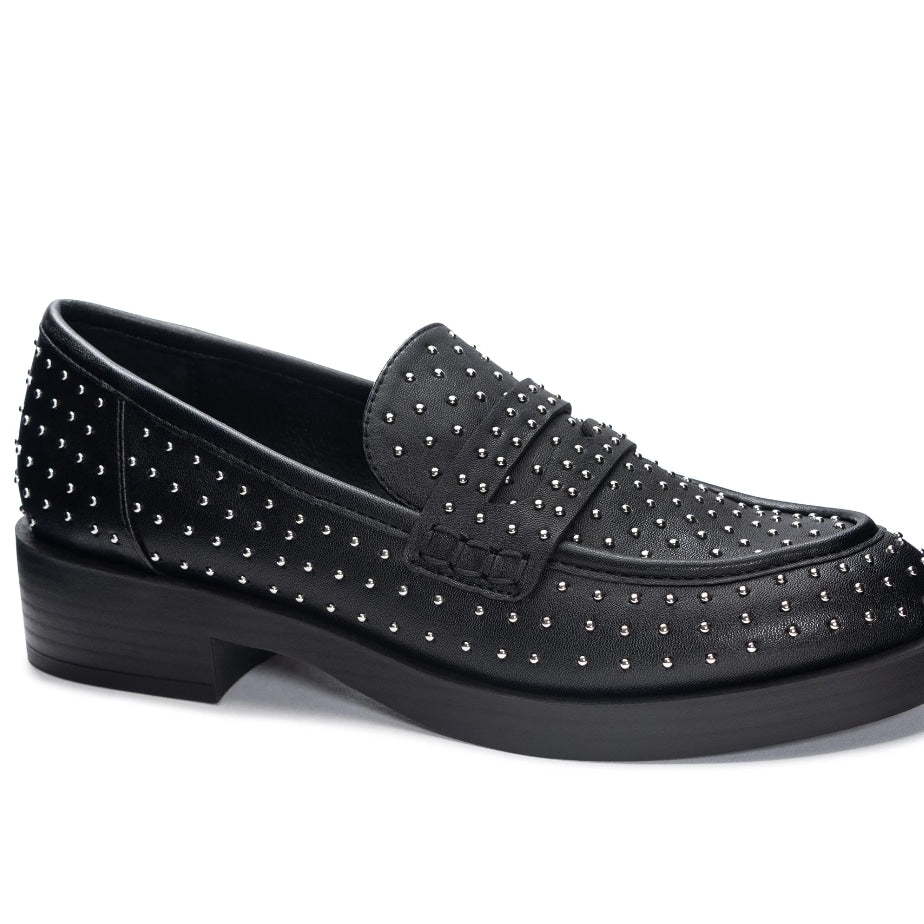 Black Studded Loafers