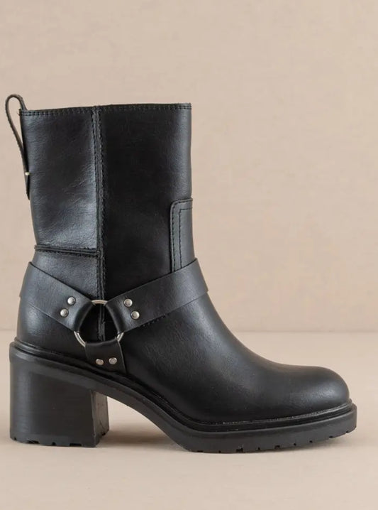 The Clyde | Black Moto Ankle Boot