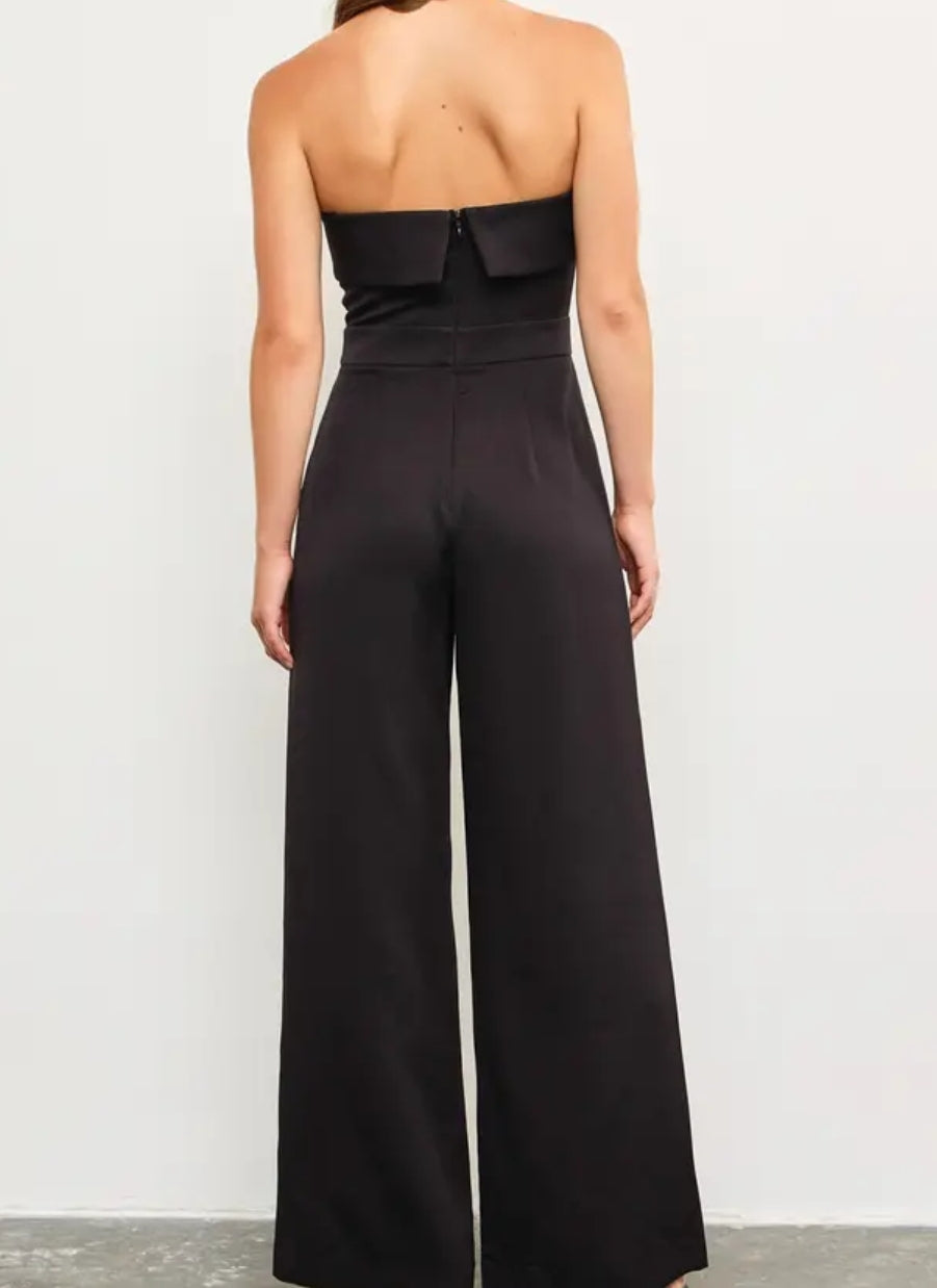 Fold over strapless jumpsuit