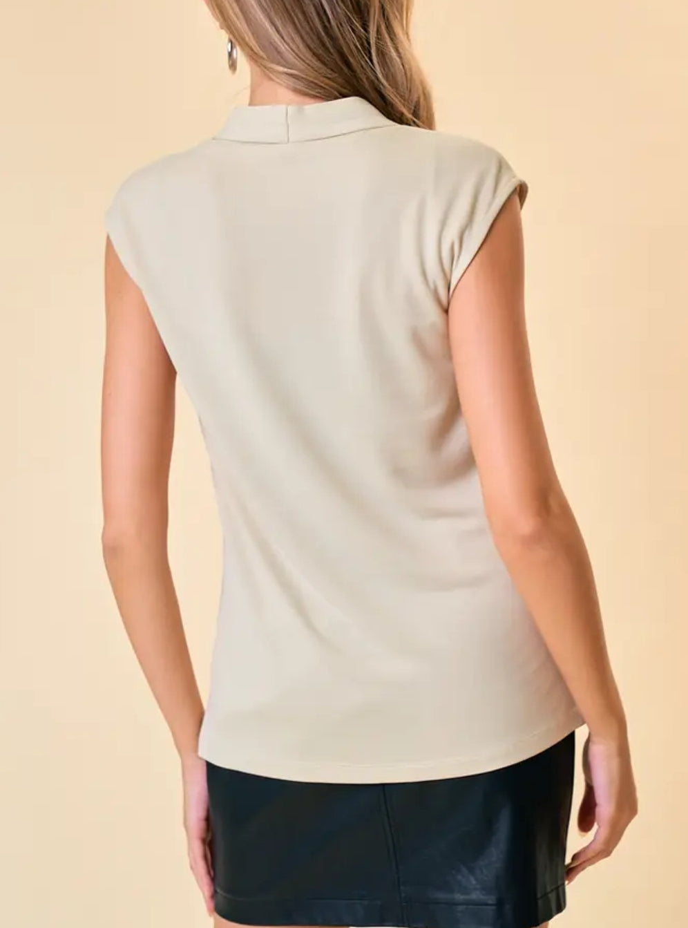 Pintucked V-Neck Modal Knit Top