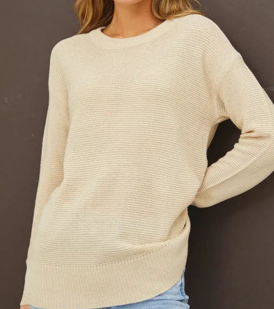 Basic Round Neck Boyfriend Fit Sweater