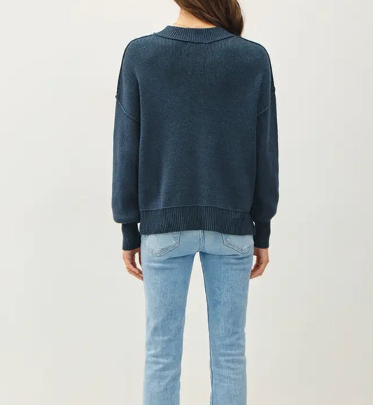 Ribbed Knit Sweater with Raw Seam Details