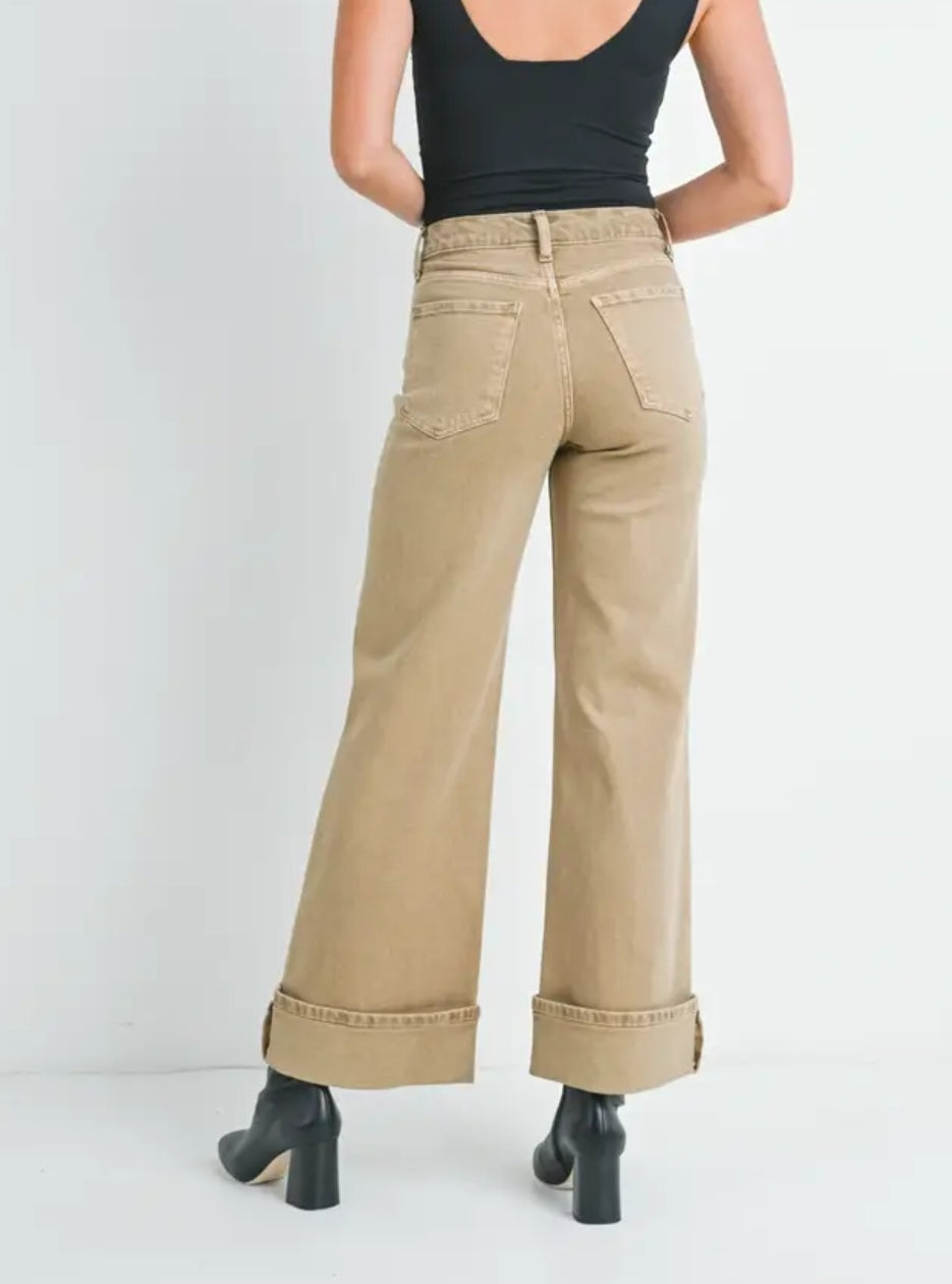 Dk Khaki - Cuffed Palazzo