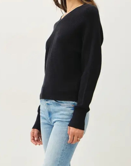 Ribbed V-Neck Oversized Sweater