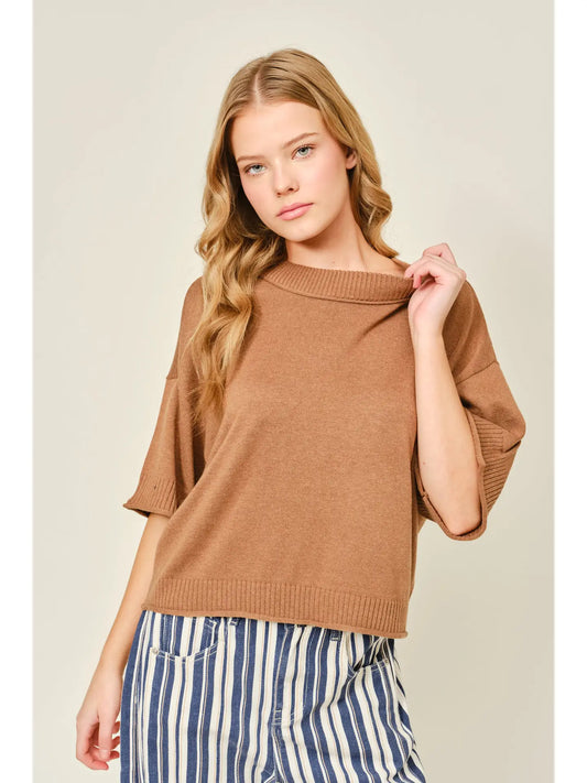 Soft Wool Mix Round Neck Solid Sweater Top