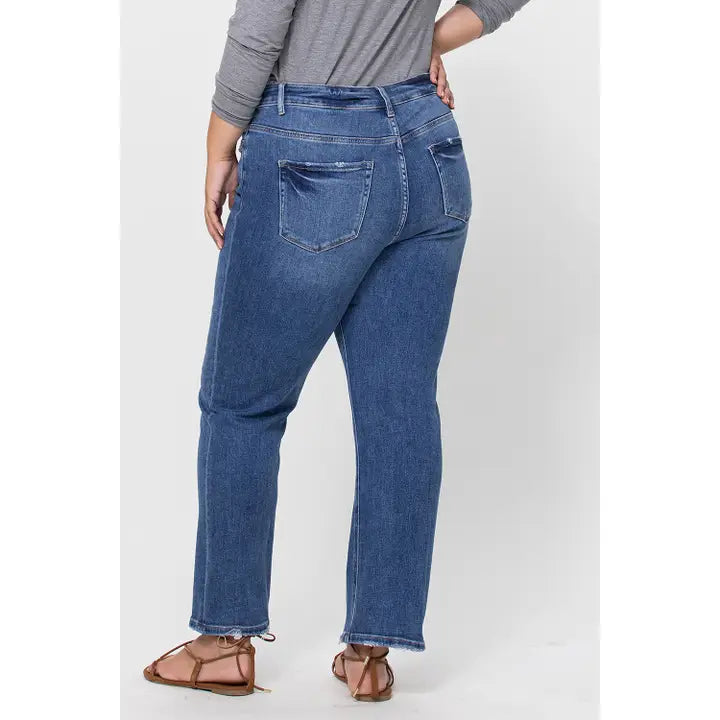 Plus Size Super High Rise Ankle Slim Straight Jeans