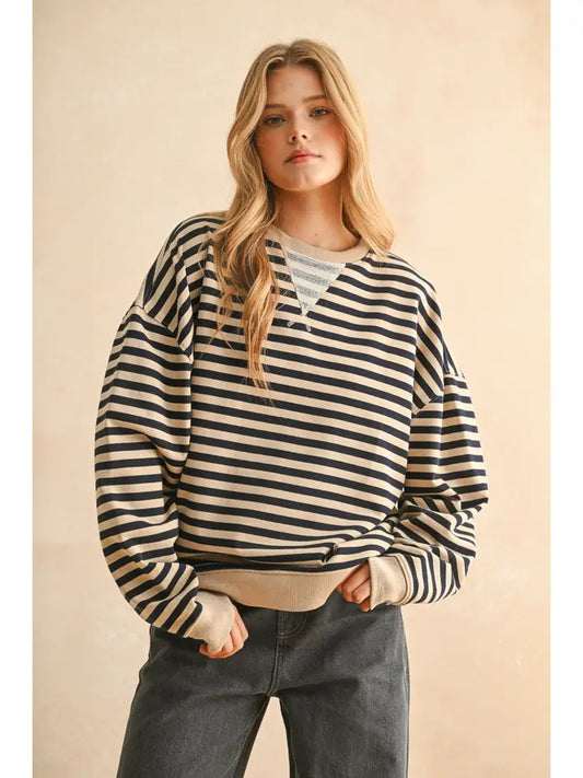 Striped Knitted Long Sleeve Pullover