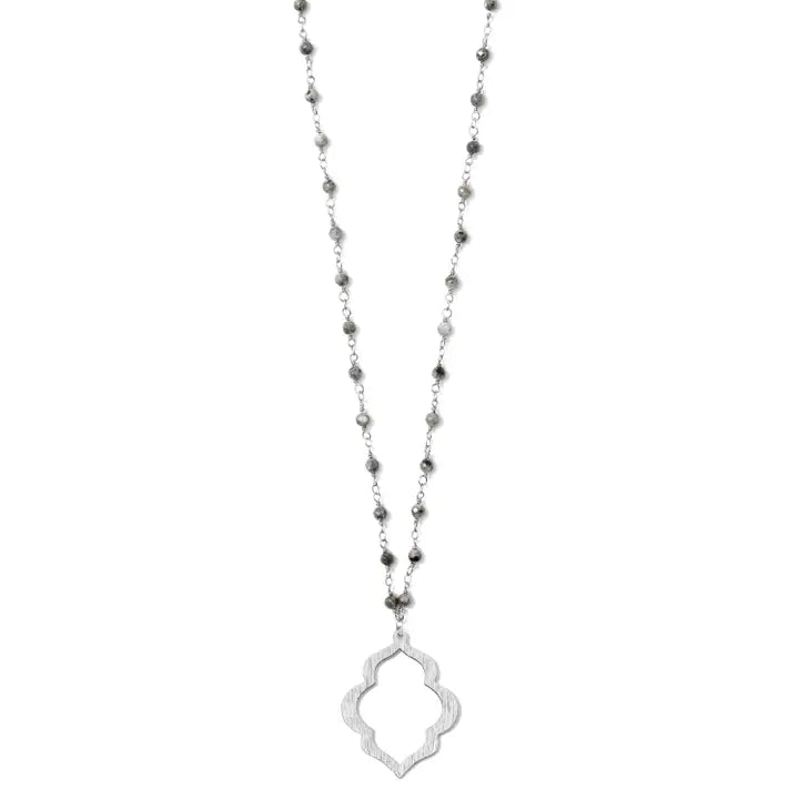 Long Stone Medallion Necklace