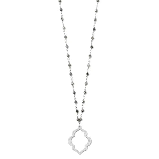 Long Stone Medallion Necklace