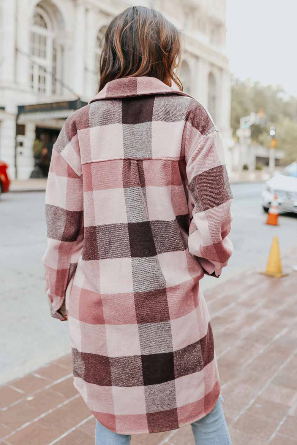 Pre-Order Plaid Button Up Dropped Shoulder Coat