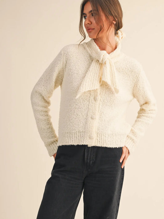 Tying Neck Sweater Cardigan