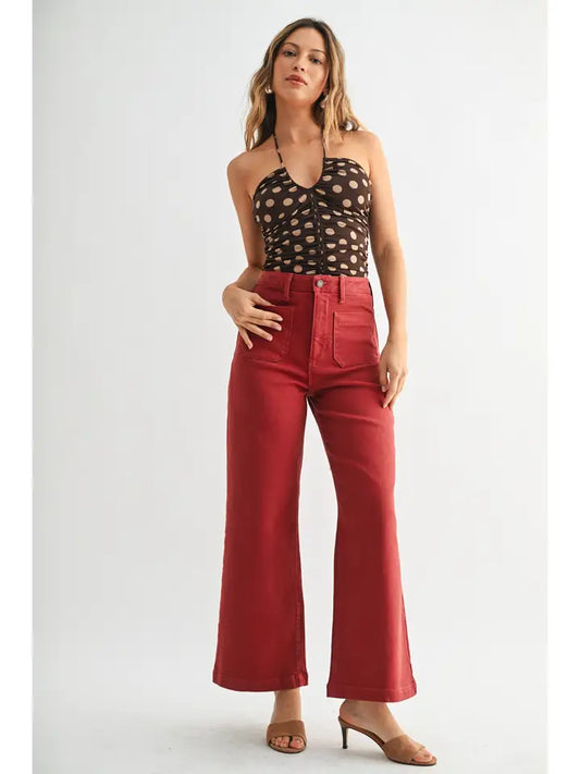 Dk Burgundy - Patch Pocket Wide Leg