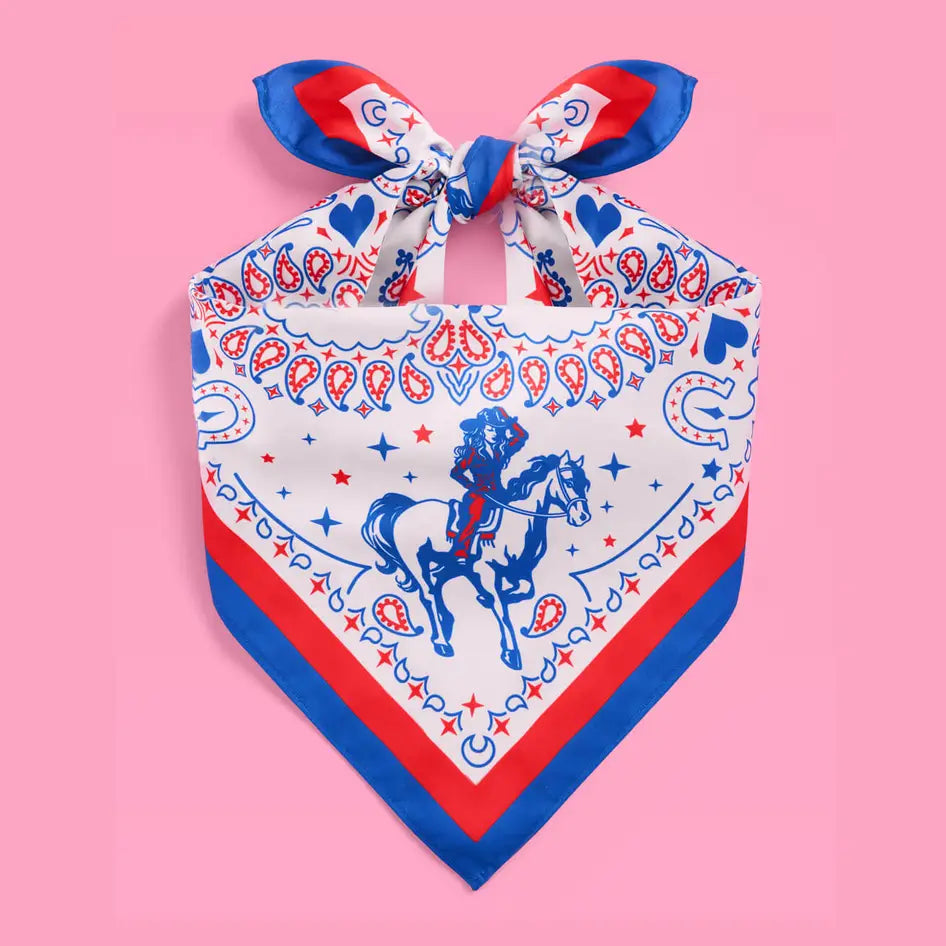 Americana Cowgirl Bandana 27 Inch | Pink Western Rodeo Bach