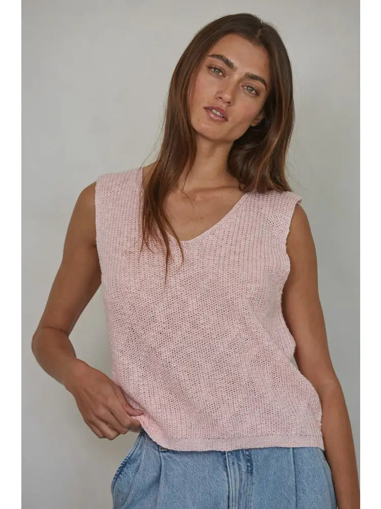 Knit Sweater Cotton Acrylic V-Neck Vest Top