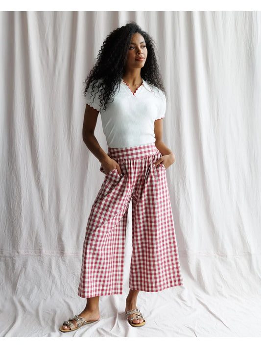 Charm Red Gingham Cropped Pant