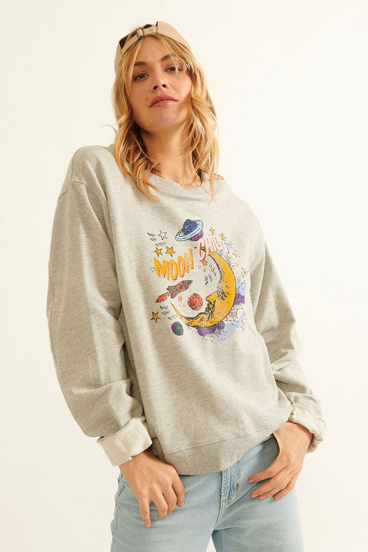 Moon Child Vintage-Print Graphic Sweatshirt
